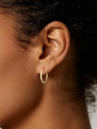 Image of ChicSilver 925 Sterling Silver Huggie Hoop Earrings Small Hoop Earrings for Women Hypoallergenic Silver Huggie Earring Cartilage Earrings for Women (6 /8 /10 /12 /14 /16 /18 /20MM)