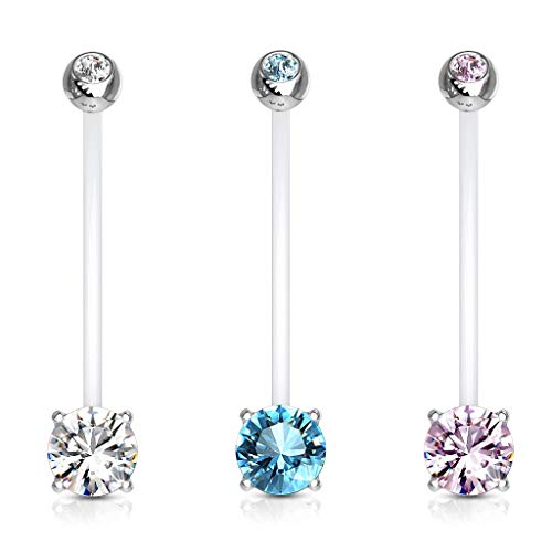 Lot 3 Piercings Nombril Grossesse Bébé Zirconium Elena Cover