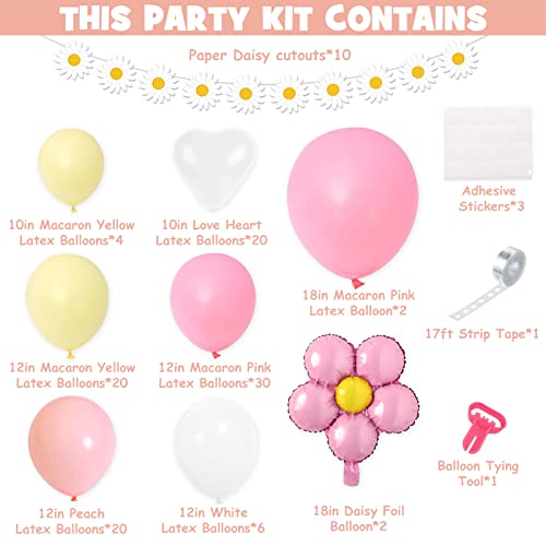 Daisy Balloons Arch Garland Kit Peach Pink Yellow Latex Balloons & Boho Floral Foil Balloons & Daisy Garland & Tools For Spring Daisy Flower Girl Birthday Decorations Boho Bridal Shower Supplies #TOP2