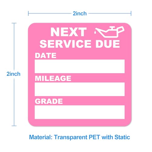 Image of for Oil Change Sticker Static Cling, Clear Stickers 120 Pcs 2 inchx 2 inch Next Service Due Sticker for Windshield, Easy to Peel with No Residue for Car Auto Vehicle Window (Pink1)