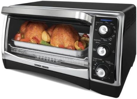 Black & Decker TO1640B 1500-Watt 6-Slice Countertop Convection Oven and Broiler with Nonstick Interior, Black/Silver
