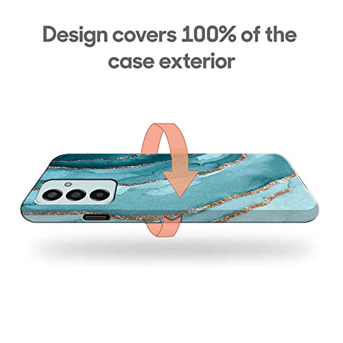 Image of COLORflow Back Cover Compatible with Samsung Galaxy F13 / M13 4G | Beautiful Blue Marble Golden Stripes | Designer Printed Hard CASE Bumper Back Cover Compatible with Samsung F13 / M13 4G