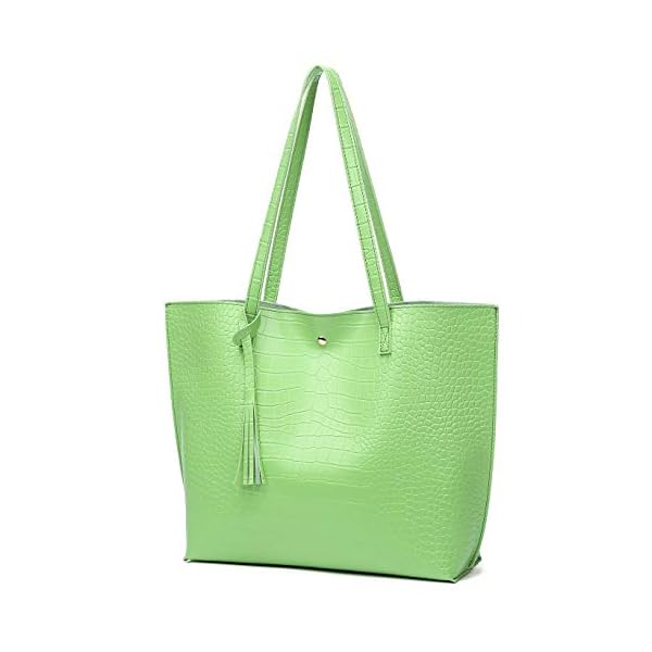 Womens-Soft-Faux-Leather-Tote-Shoulder-Bag-from-Dreubea-Big-Capacity-Tassel-Handbag Dreubea Women's Soft Faux Leather Tote Shoulder Bag from, Big Capacity Tassel Handbag Green-cro
