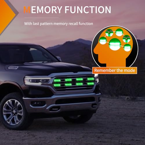 Image of Nilight 8PCS LED Strobe Lights 12V 24V Amber White Sync Feature Ultra Slim | Green 12 LED Emergency Hazard Warning Lights Flashing Warning Mini Surface Mount Grille for Cars Trucks Camper trailer SUVs