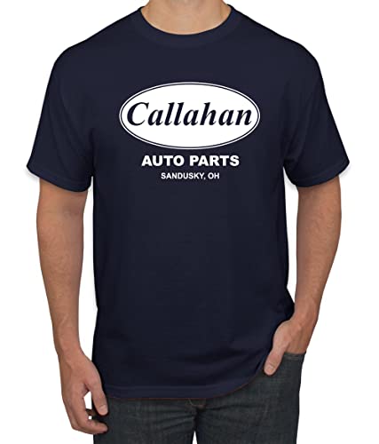 Callahan Auto Parts Sandusky Ohio Retro 90s Funny Tommy Boy Pop Culture Men's Graphic T-Shirt, Navy, X-Large