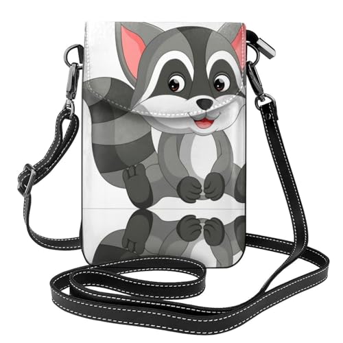 Sac à bandoulière en cuir à motif raton laveur et mini portefeuille pour femme