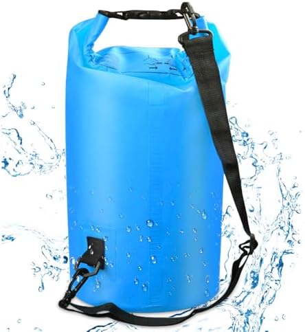 mizikuu Bolsa Estanca, 10L Bolsa Seca Impermeable con Correa de Hombro Ajustable PVC Mochila de Saco Seco Bolsa para Kayak, Rafting, Pesca, Camping, Natación, Senderismo, Azul