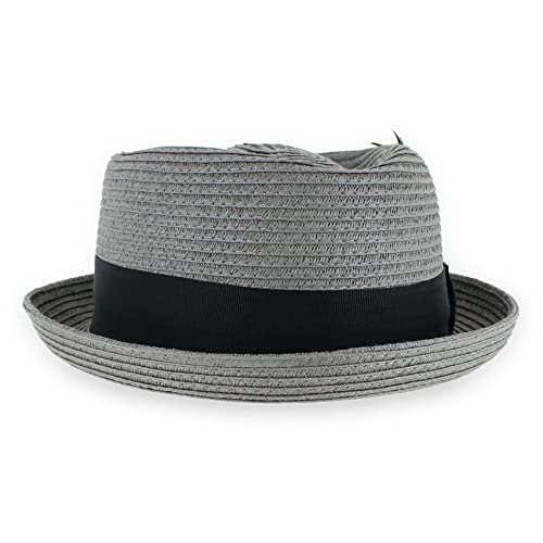 Image of Belfry Men /Women Summer Straw Pork Pie Trilby Fedora Hat in Blue, Tan, Black