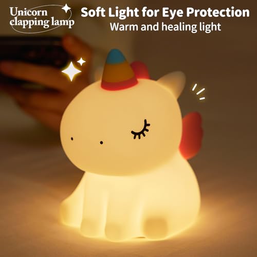 JMG-Myratts Veilleuse licorne pour enfants, minuterie à intensité variable, lampe de chevet pour enfants, décoration pour chambre d'enfant de fille (licorne) – vue 3