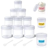 HavaCue 12 Stück Cremedosen zum Befüllen 100/50/30 ml, Transparent Kunststoff Tiegel für Creme, Creme Tiegel Leer mit 3 Spateln, Döschen mit Deckel Set für Cremes Kosmetika Süßwaren Kleiner Schmuck