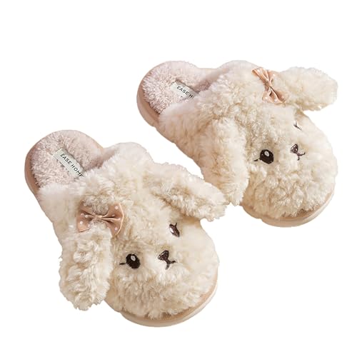 Thick Bottom Fluffy, Women's Winter, Autumn Couple Slippers - Cute indoor animal slippers with PVC sole and plush upper. Keep your feet warm and cozy!
