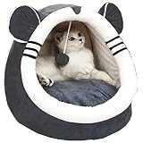 CLrkualn Cat Bed for Cats Small Dogs, Cat House with Dangling Toy Ball, Dog Cat Tent Foldable Warm S
