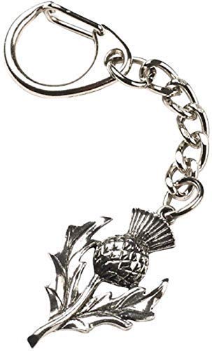 Emblems-Gifts Scottish Thistle Crafted from UK Pewter Key Ring (WA) + 59mm Button Badge