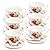 Foraineam Tea Cups and Saucers Set of 6, Floral Tea Cup Set with Gold Trim, 6 oz Porcelain Ivory Coffee Cups with Saucers and Spoons, Latte Cups and Espresso Mug for Coffee Drinks and Tea