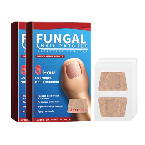 Genérico 32 Pcs Parches reparadores de uñas para renovación nocturna Apósitos para el tratamiento de hongos en las uñas Vendajes extra fuertes para uñas de los pies Para uñas dañadas (2 boxes)
