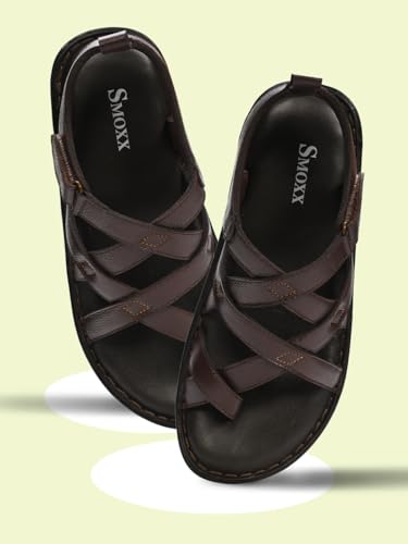 Image of Genuine Leather Slippers | Back Strap Sandals for Men | Lightweight | Comfortable | Cushioned Insole | Formal & Casual Wear