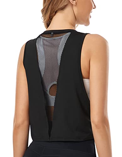 Obicum workout tops for women,sleeveless round neck crop tank top…