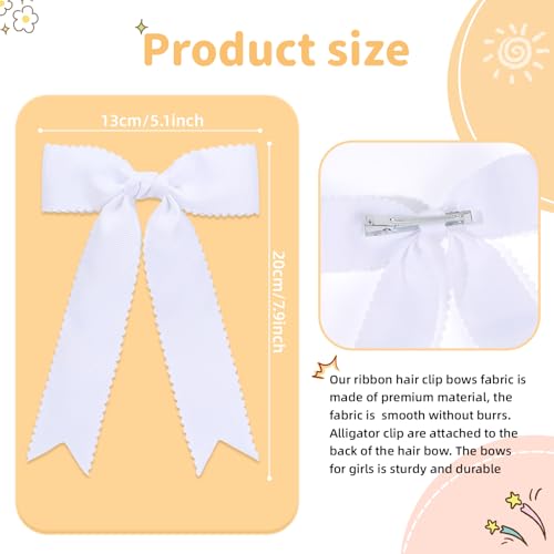 2 unidades de lazos blancos para niñas con pinzas miniatura 2