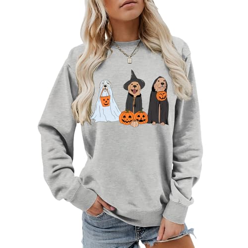 Sweatshirt Halloween femme en tissu doux imprimé citrouille longue durée