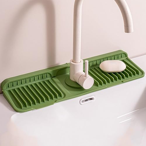 Tapis anti-éclaboussures pour robinet de cuisine vert 45x14cm