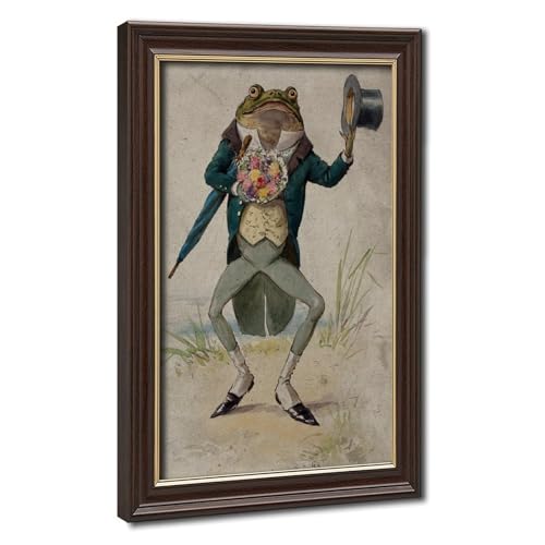 Portrait d'animal fantaisiste en toile WCYB, le crapaud en robe du matin pour habiller le bureau