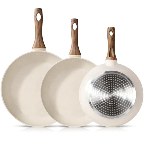 La mejor comparación de Sartenes de Cocina , tabla con los diez mejores. 50 OSLIFE Juego de Sartenes de 3 Piezas,Sartenes Antiadherentes con Mango Antiquemaduras de Cocina, Sartenes de Ceramica Libre de Tóxicos, Sartén con Revestimiento...