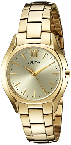 Bulova Women's Stainless Steel Quartz Watch with Gold-Tone-Stainless-Steel Strap, 16 (Model: 97L150)