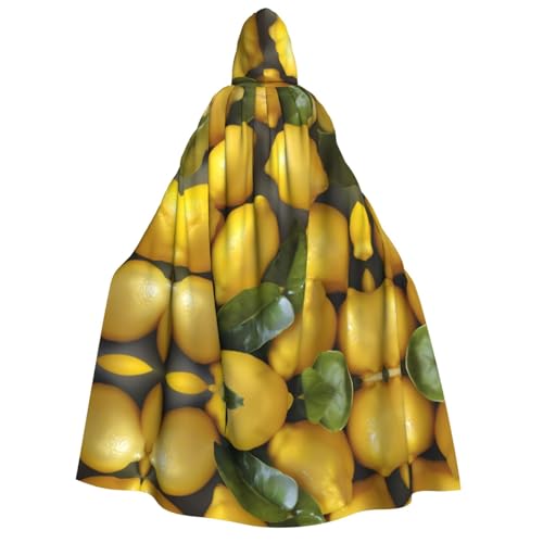 Cape de magicien à capuche homme imprimé citrons jaunes - Long manteau fantaisie