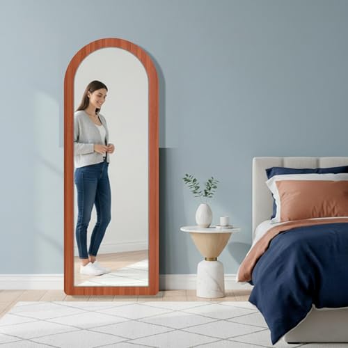 Image of Creative Arts n Frames 15x51 inch Long Fiber Wood Arched Wall Hanging Mount HD Mirror Home Decor Items Living Room Bathroom Bedroom Hotel Office (Natural Iqurel Oak Light Framed HD Arch Mirror)