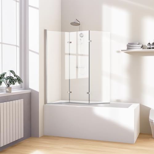 Heilmetz 3-teilig Duschwand für Badewanne 120 x 140 cm Faltbar...
