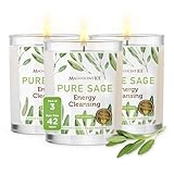 Magnificent 101 Set of 3 Long Lasting Pure Sage Smudge Candles - 42 Hour Burn, 3.5 Oz Each, Made with Soy Wax and Herb, Ideal for House Energy Cleansing, Meditation & Manifestation