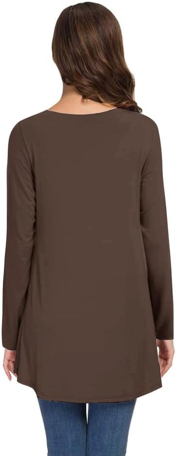 AWULIFFAN Women's Fall Long Sleeve V-Neck T-Shirt Sleepwear Tunic Tops Blouse Shirts - Image 4