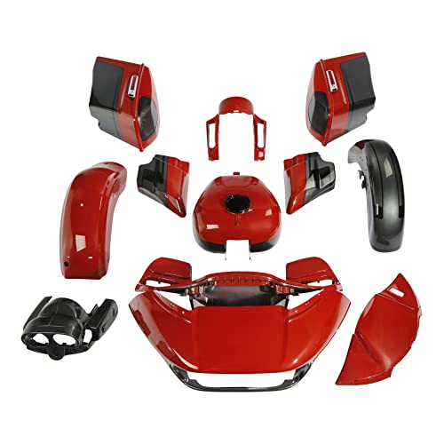 Orange Lava & Dark Alloy Motorcycle Body Fairing Kits for Harley CVO Road Glide 15-Up models. CVO Stretched saddlebags with Speaker Lids,Outer Inner Fairing, Gas Tank, Front Rear Fender, Side Covers