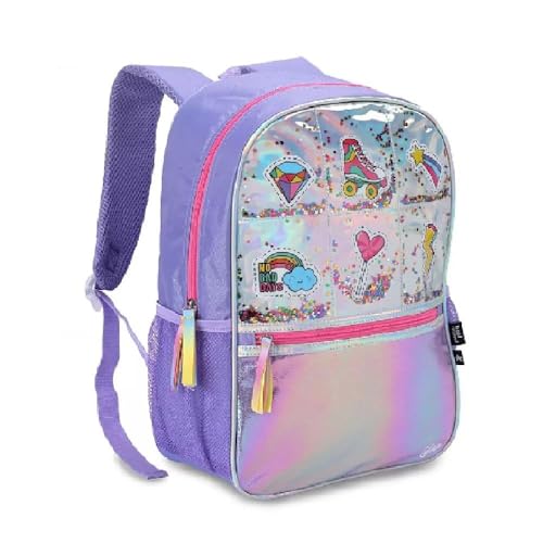 Mochila Roxa Glitter Holográfica No Bad Days - Seanite MI40481