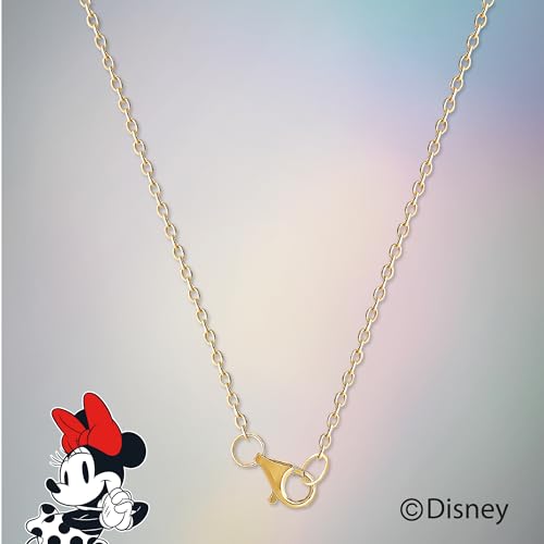 Disney Womens 3D Minnie Mouse Necklace 18", 24kt Gold Flash Plated and DMQ Cubic Zirconia Sterling Silver D Necklace Official License4