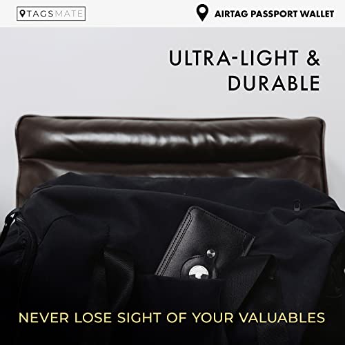 Tagsmate Passport Airtag Holder Wallet & Vaccine Card, Men's Genuine Leather Rfid Blocking Travel Cover, Slim Minimalist Case Holders For Passports (Air Tag Not Included), Black #TOP1
