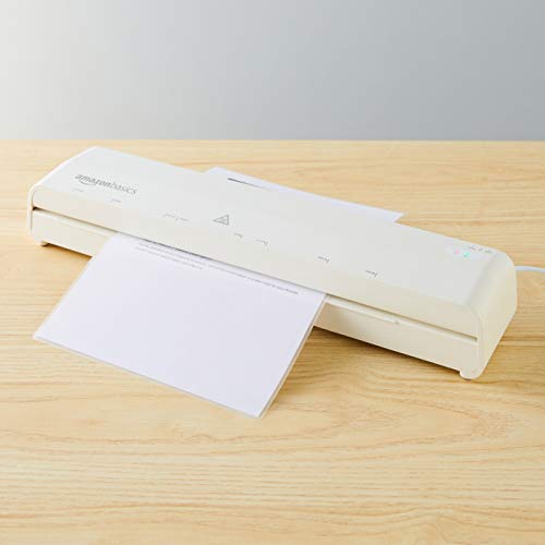 Amazon Basics 30.48 cm Thermal Laminator Machine with Rapid Warm-Up (1 min), 20 Assorted Laminating Pouches Included, White image 4