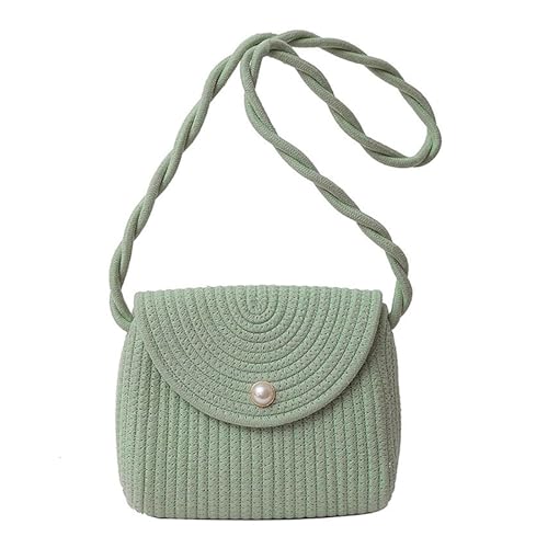 Bolso cruzado para mujer, estilo bohemio, vintage, tejido de paja, con solapa, para playa, vacaciones, bolso de hombro pequeño con lazo de encaje dulce