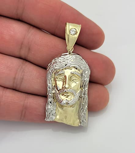 10k Yellow Gold Jesus Face Pendant Jesus Head Charm 2 inch4