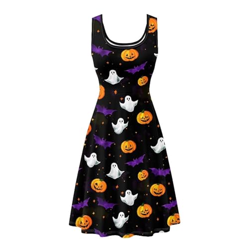 Image of Women Stylish Tank Dresses Sleeveless Round Neck Midi Casual Dress with Pocket for Summer