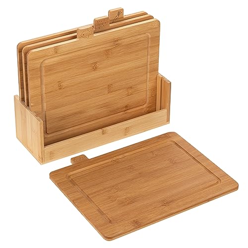 Planches a découper en bambou avec support FLORINA CHEF : lot de 4 - 5