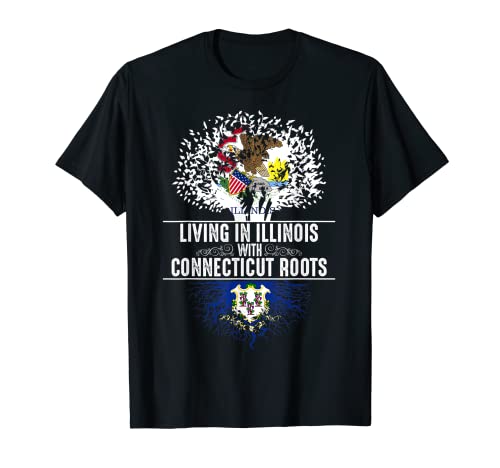 Illinois Home Connecticut Roots State Tree Flag Regalo Camiseta