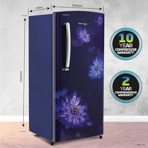 Image of Voltas Beko 'A Tata Product' 245 L 3 star Made-in-India Direct cool Refrigerator (RDC265C60 / DBEXXXXSG, Dahlia Blue)