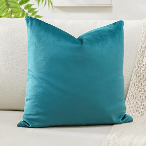 Artscope Luxury Velvet Cushion Covers Decorative Square Pillowcases Soft Solid Cushion Cases for Couch Sofa Bedroom Home Decor 50x50cm Teal - Image 2