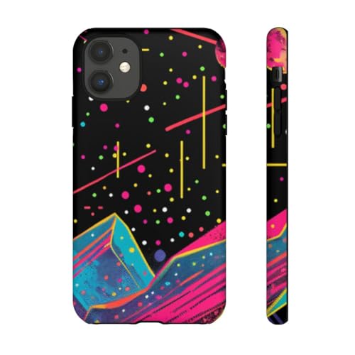 Coque rigide mate iPhone 11 look urbain galaxie néon