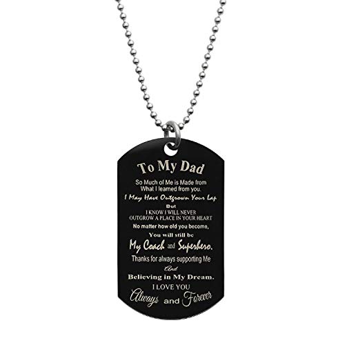 Queenberry Personalized Message Engraved Superhero Coach Dad Dog Tag Pendant Necklace