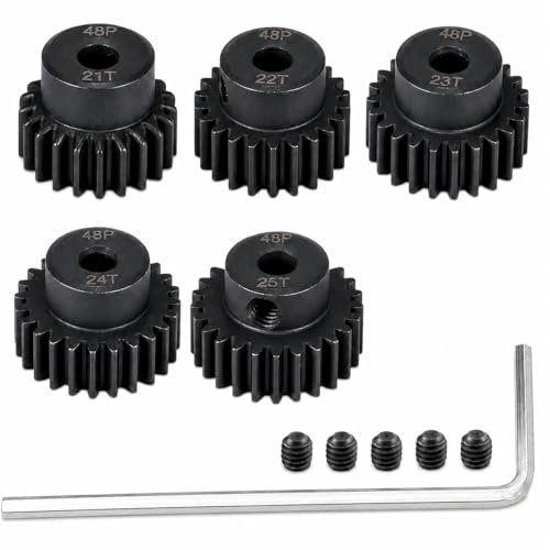 48P Hardened Steel Pinion Gear Set 3.175mm (1/8 inch) Hole 21T 22T 23T 24T 25T 48DP Pitch Gears with...