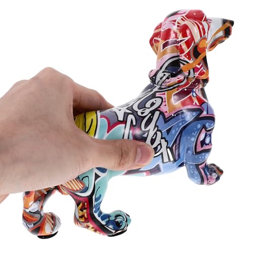 Statue chien teckel résine style graffiti pour moderniser un intérieur terne - 5