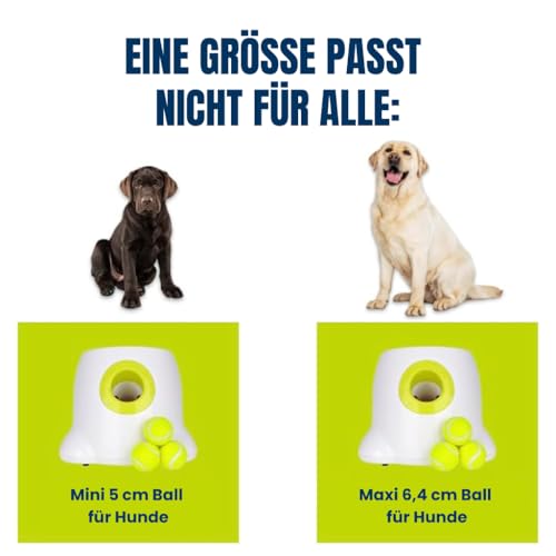 BOT Automatischer Ballwerfer für Hunde, inkl. 3Stk Hundebälle. Interaktives Hundespielzeug für Zuhause und Draußen (Ifetch Maxi 6.4cm)