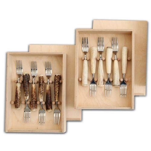Set de 6 fourchettes dessert avec de du vraie bois de cerf. chasse. 173404